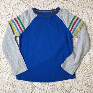 Boden Boys 7-8 Years Colorblock Rainbow Stripes Long Sleeve Tee Shirt